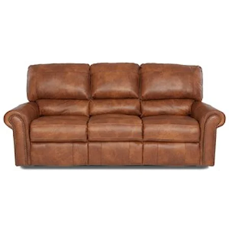 Power Reclining Sofa with Rolled Arms and Nailheads
